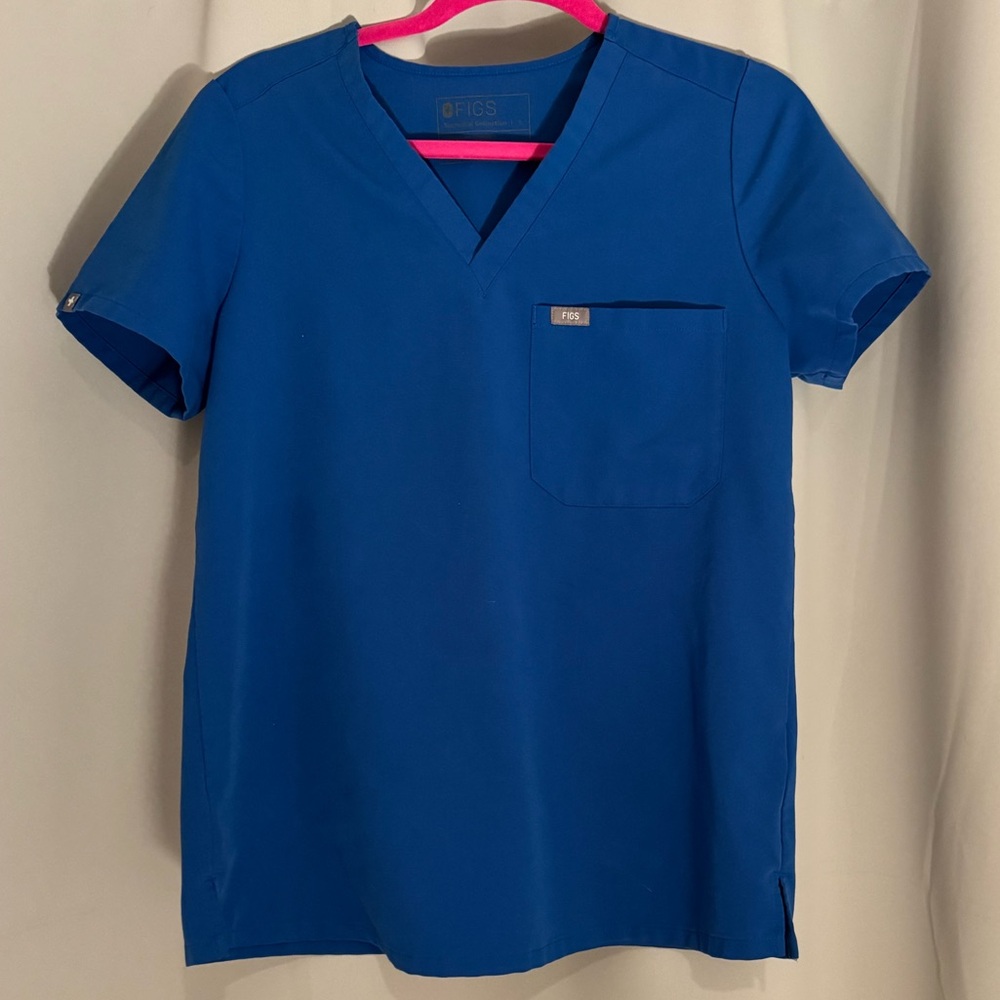 Figs Blue V-Neck Medical Scrub Top